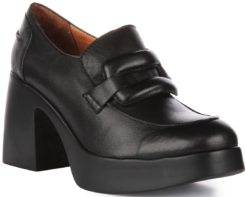 Nyra Heel Loafer Shoes In Black