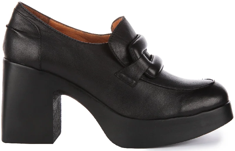 Nyra Heel Loafer Shoes In Black