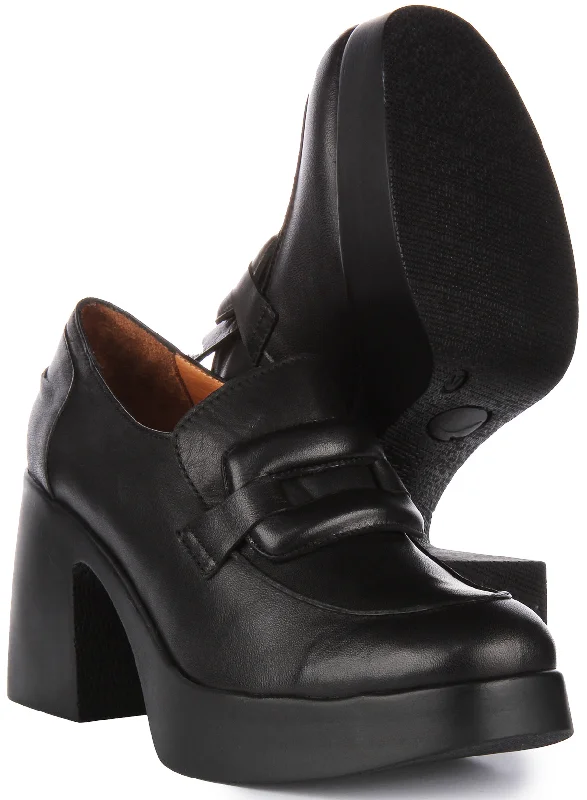 Nyra Heel Loafer Shoes In Black