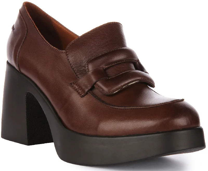 Nyra Heel Loafer Shoes In Brown