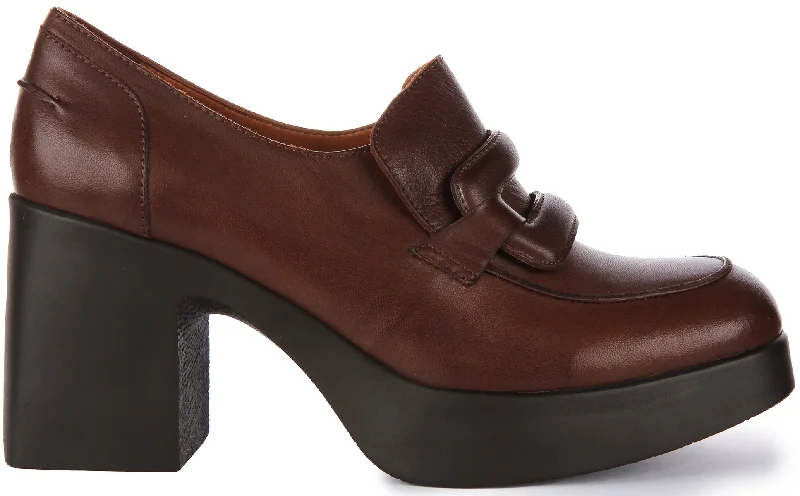 Nyra Heel Loafer Shoes In Brown