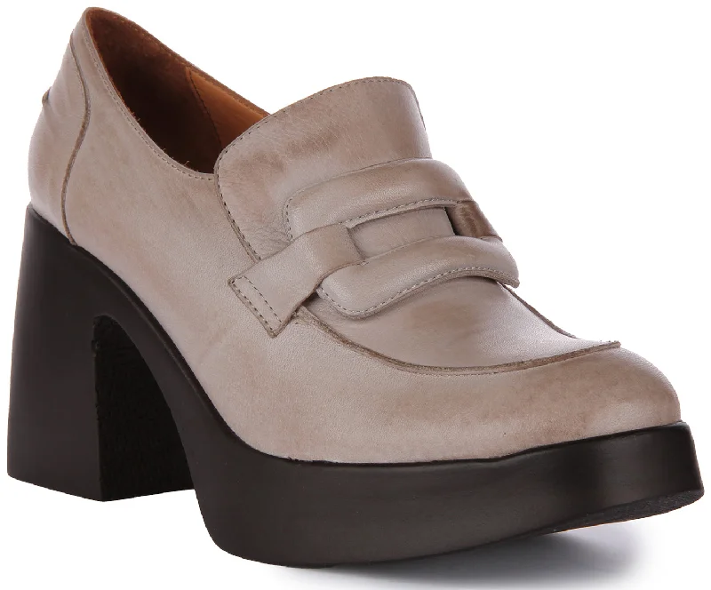 Nyra Heel Loafer Shoes In Stone