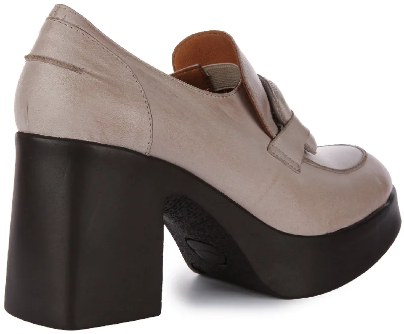 Nyra Heel Loafer Shoes In Stone