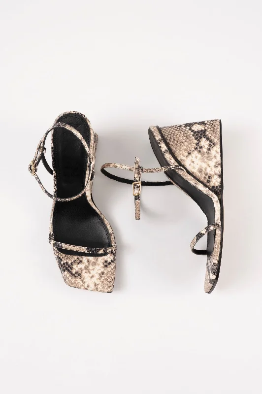 MIRTA - Beige Python Leather Sandals