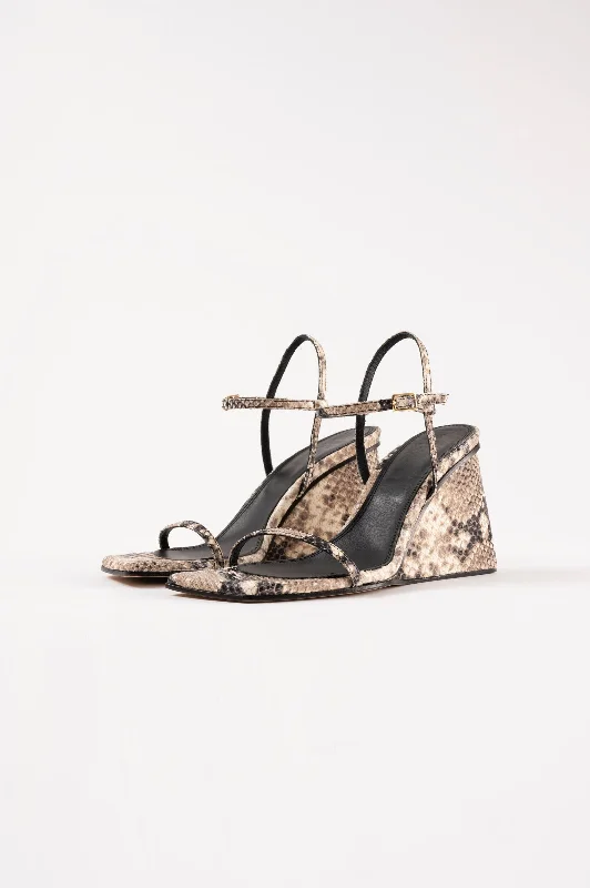 MIRTA - Beige Python Leather Sandals