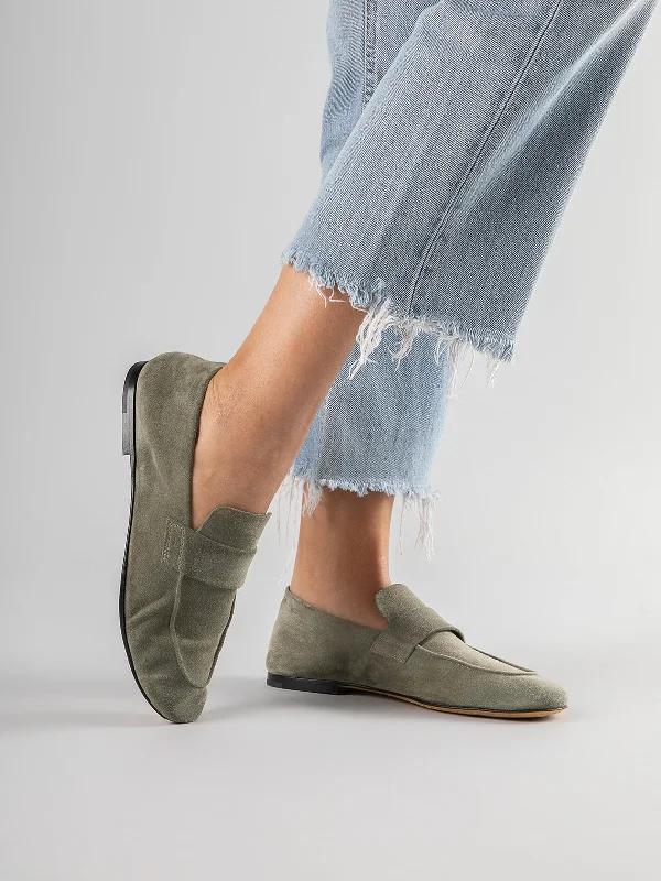 BLAIR 001 - Green Suede Loafers