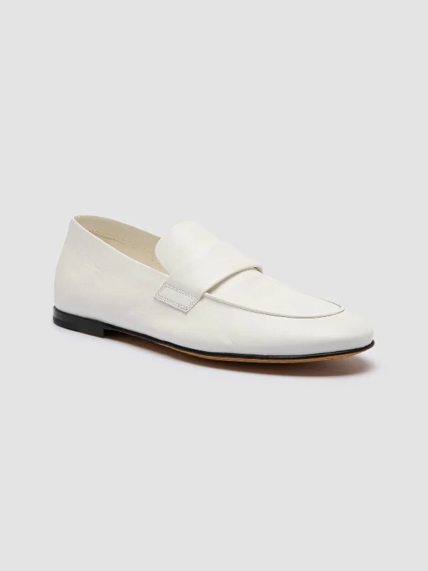 BLAIR 001 - White Leather Loafers