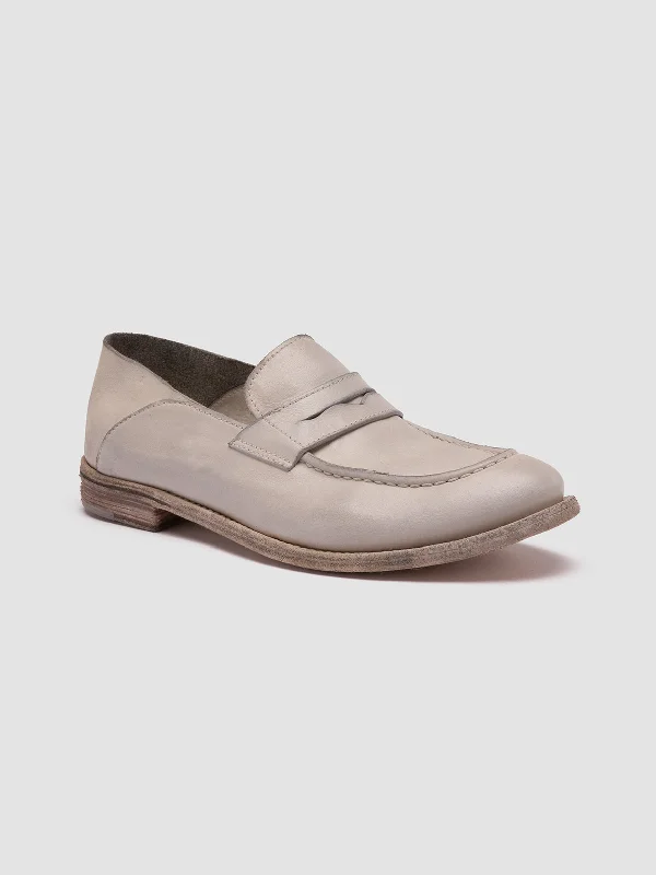 LEXIKON 516 - White Leather Penny Loafers