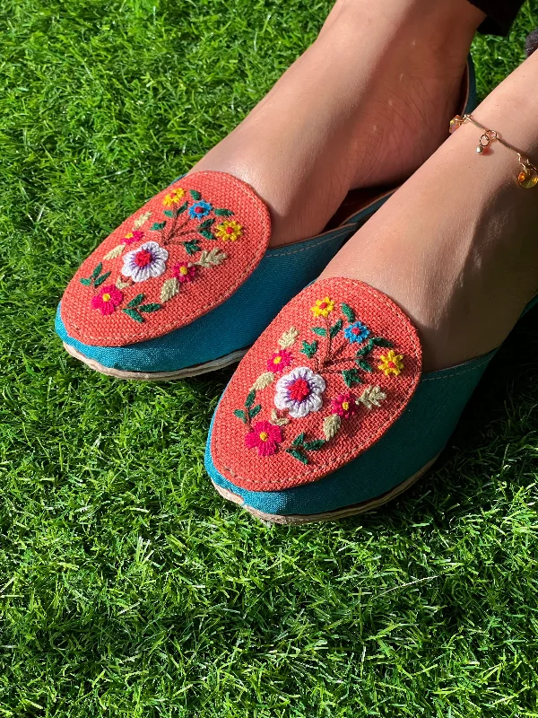 Peach turquoise Loafers