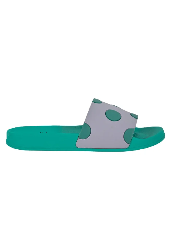 Women Green Textured Slides