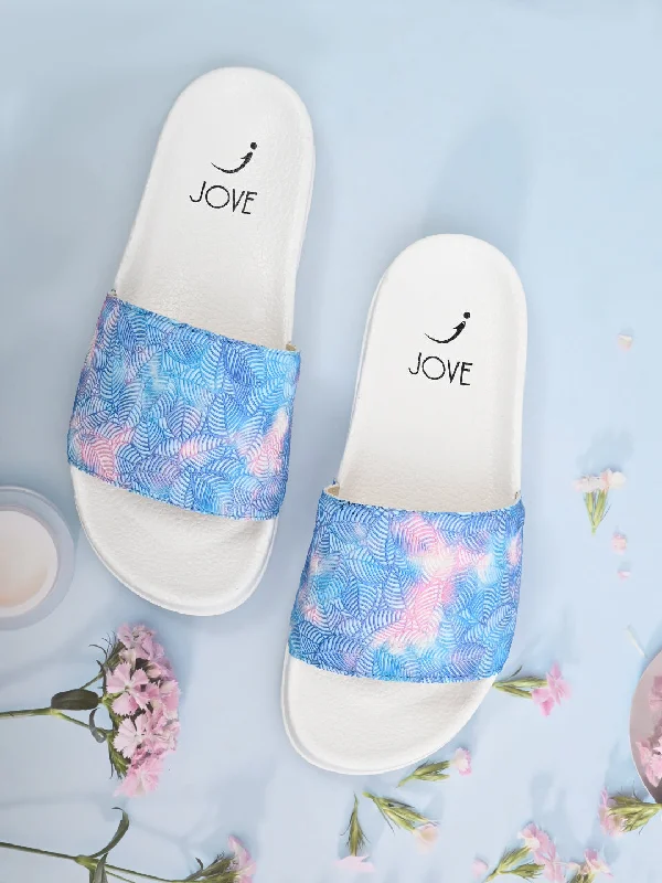 Women Blue Printed Slides