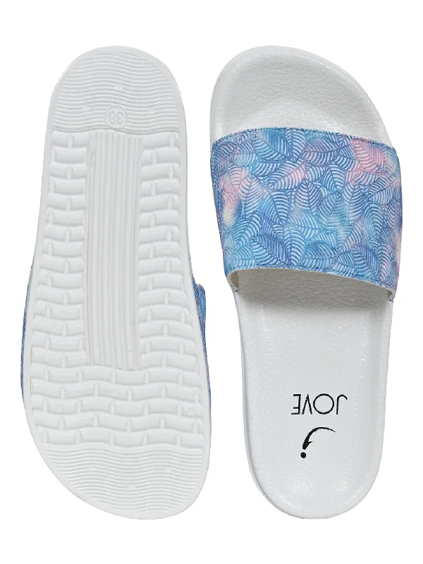 Women Blue Printed Slides