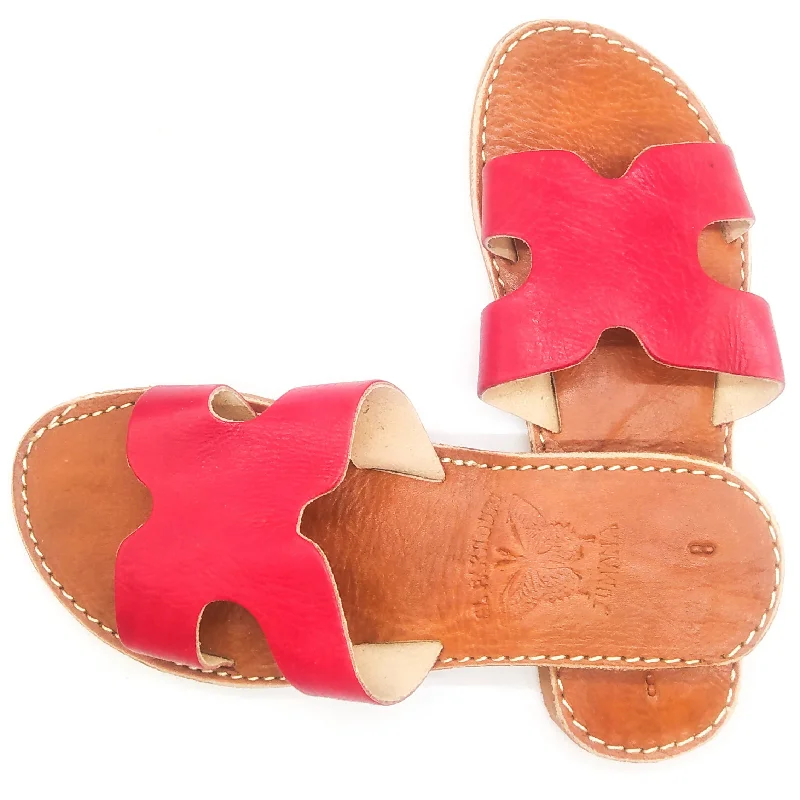 Pink Leather Sandales H Shaped