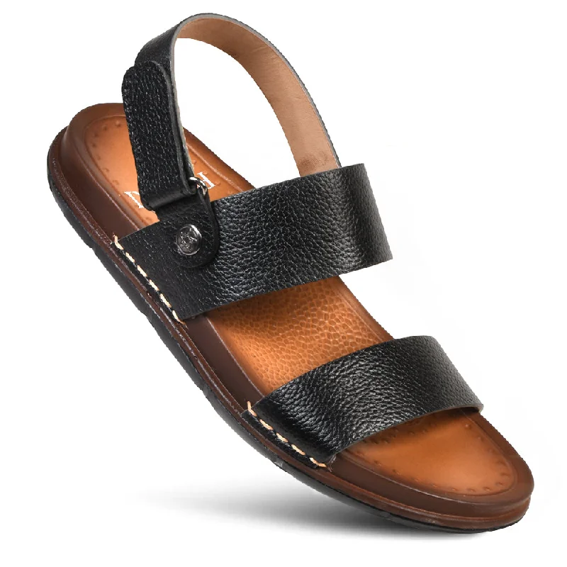 PIORRI by Aerothotic - ZIion Men’s  Adjustable Back Strap Natural Leather Sandals - LM2118