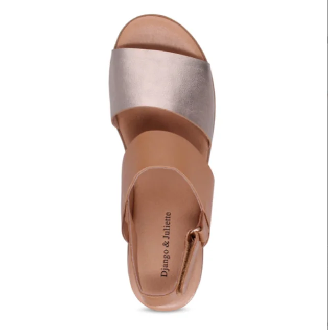 Django & Juliette RUNAR Wedge Sandal in Champagne-Tan Leather