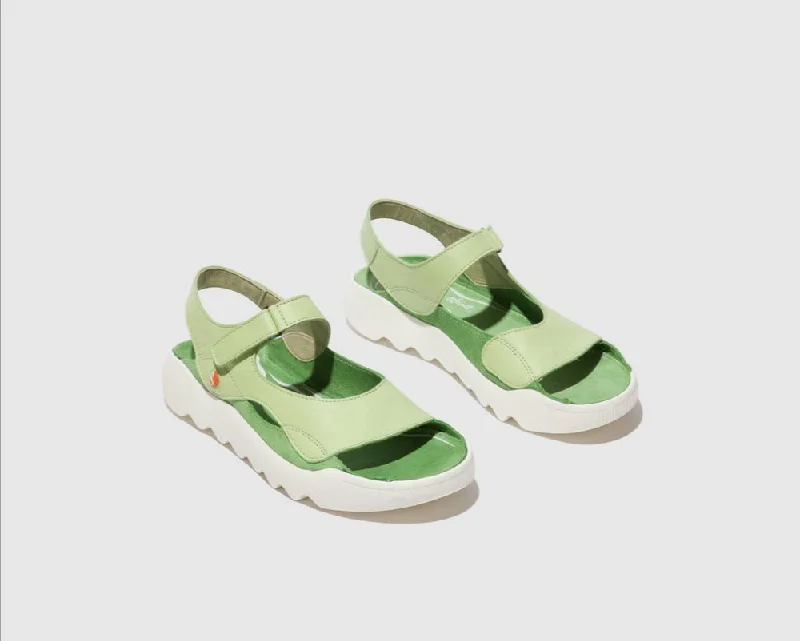 Softinos Weal712 Light Green Leather Sandals with Velcro. Only sizes 7 and 8 left