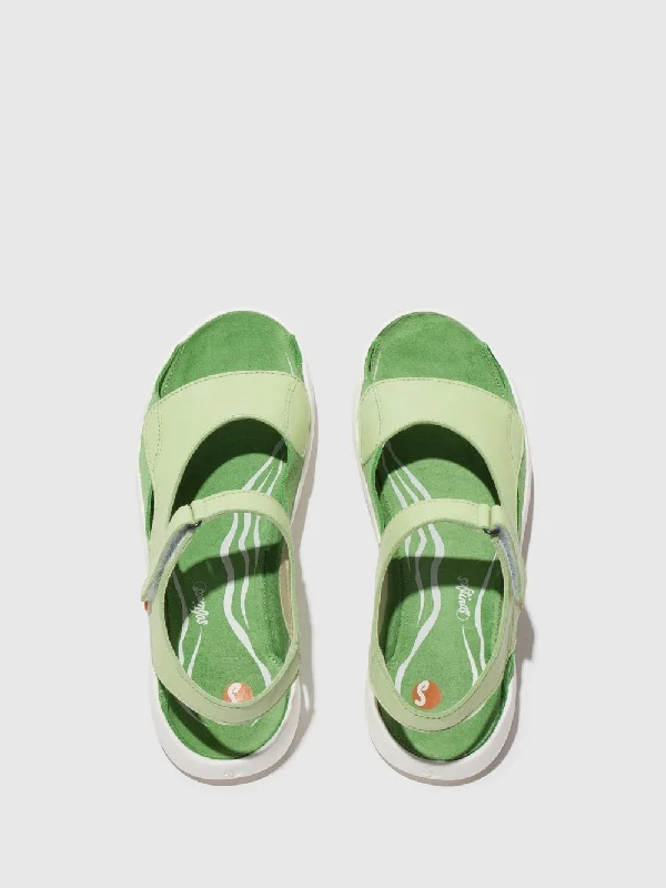 Softinos Weal712 Light Green Leather Sandals with Velcro. Only sizes 7 and 8 left