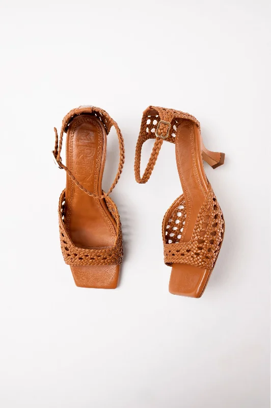 VERONICA - Brown Woven Leather Sandals