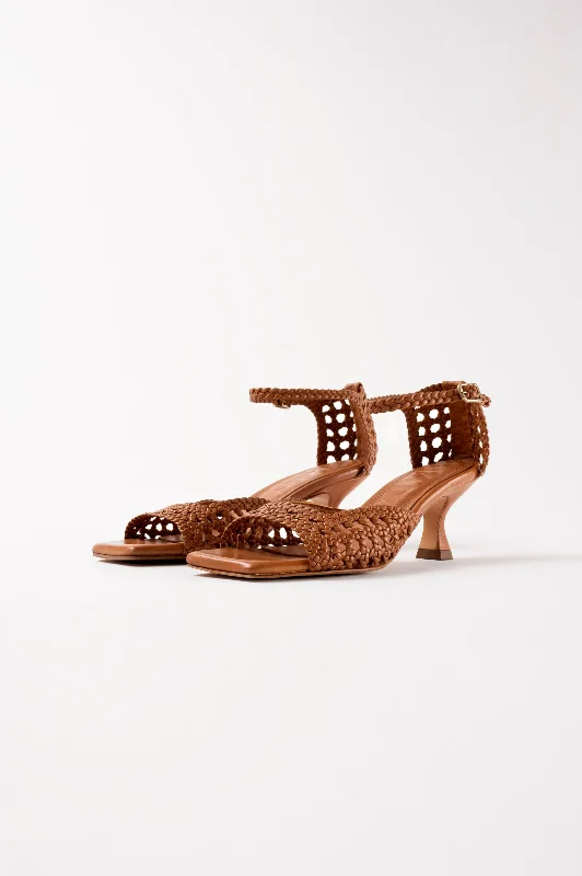 VERONICA - Brown Woven Leather Sandals