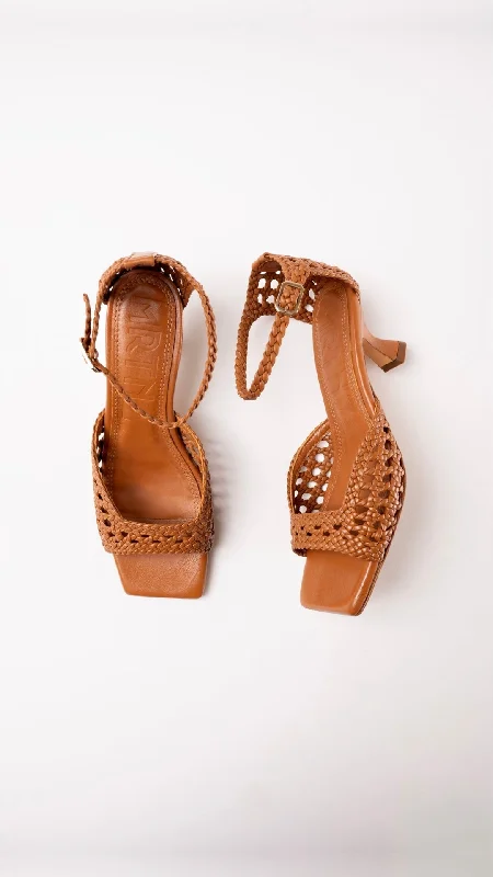 VERONICA - Brown Woven Leather Sandals