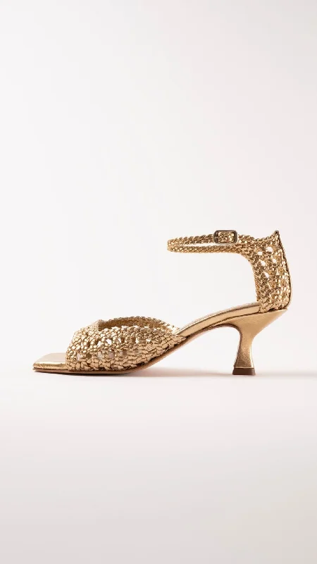 VERONICA - Gold Woven Leather Sandals