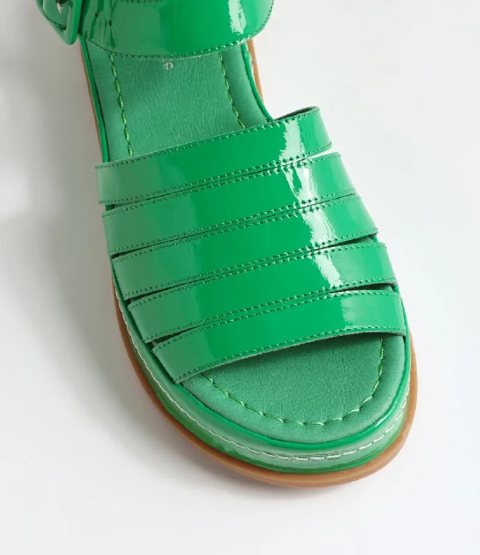 Django & Juliette WOLLIE Platform Sandal in Emerald Patent Leather