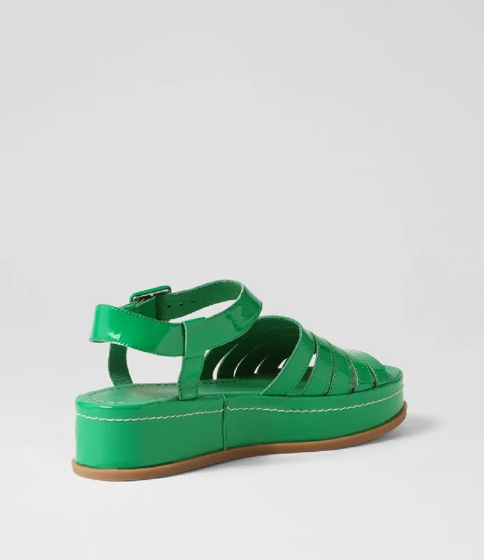 Django & Juliette WOLLIE Platform Sandal in Emerald Patent Leather