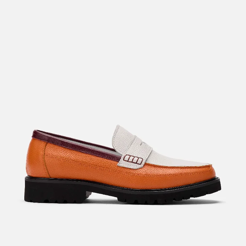 Women's Ponce City Orange Colorblock Lug Penny Loafers