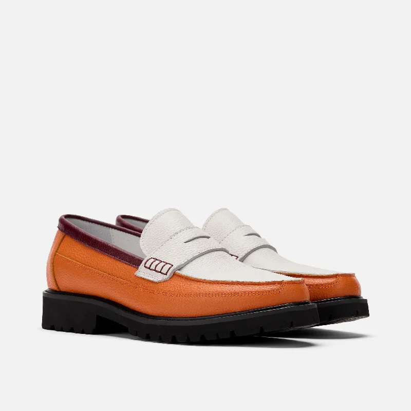 Women's Ponce City Orange Colorblock Lug Penny Loafers