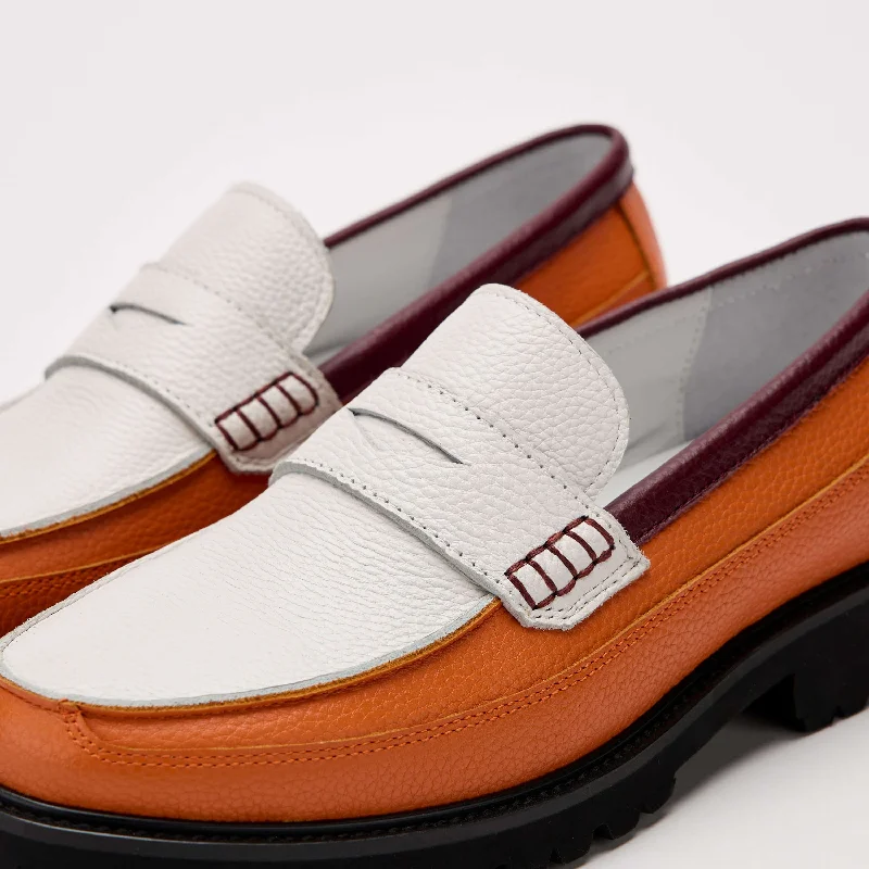 Women's Ponce City Orange Colorblock Lug Penny Loafers