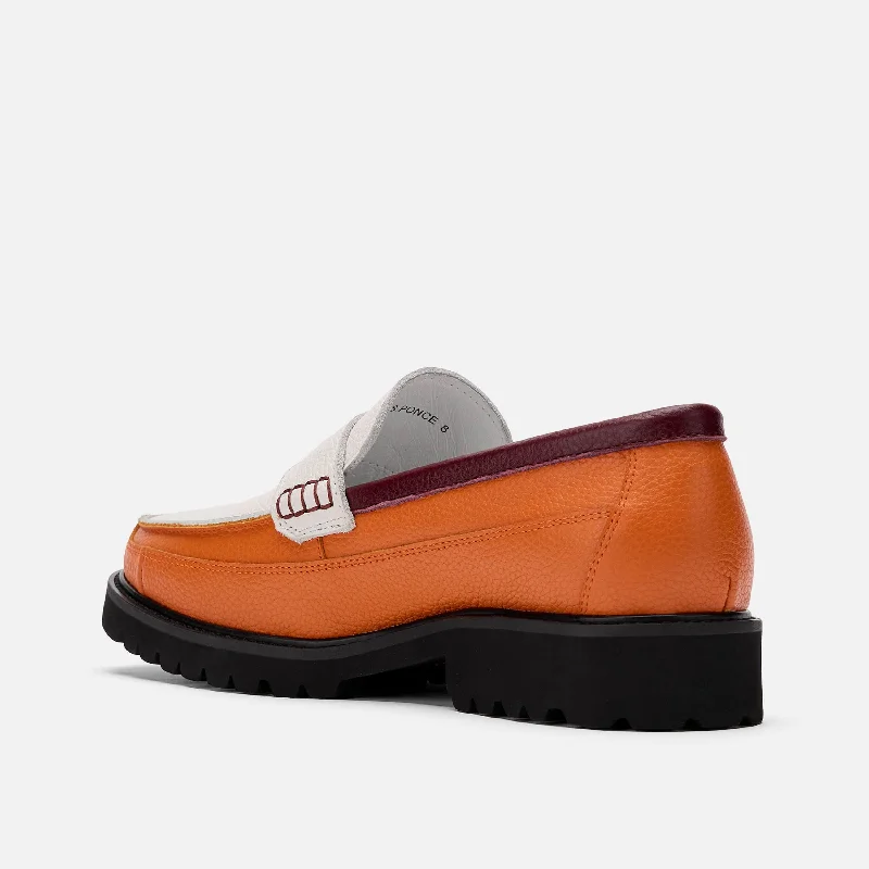 Women's Ponce City Orange Colorblock Lug Penny Loafers