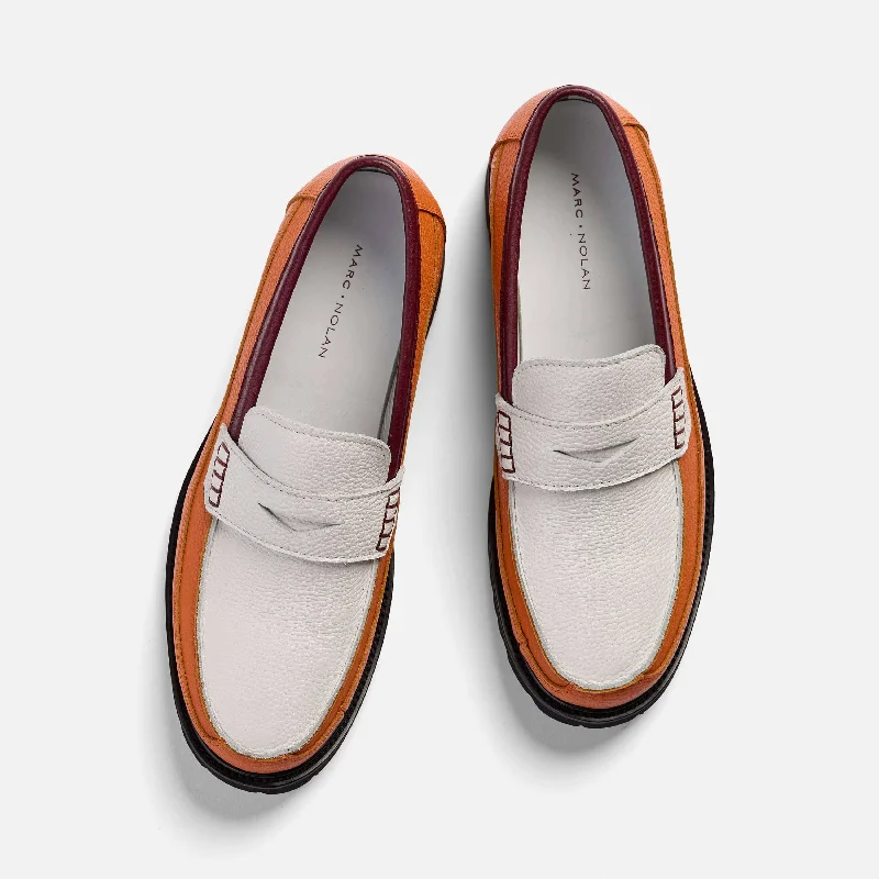 Women's Ponce City Orange Colorblock Lug Penny Loafers