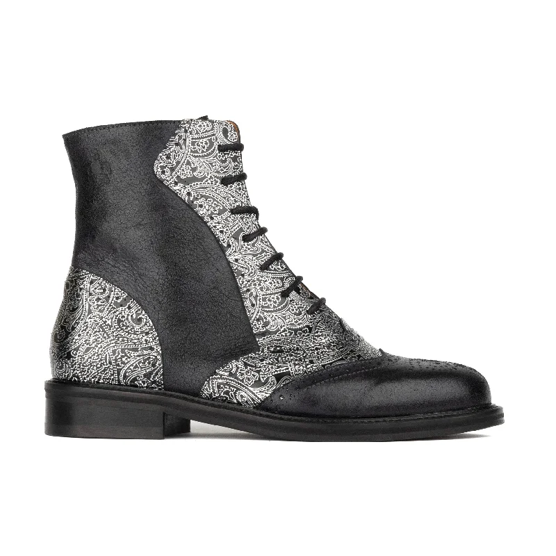 Brick Lane Boots - Black & Silver