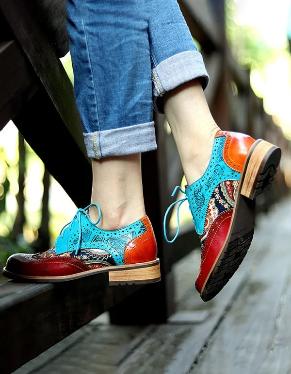 [Clearance]Handmade Leather Vintage Oxford Shoes for Women 35