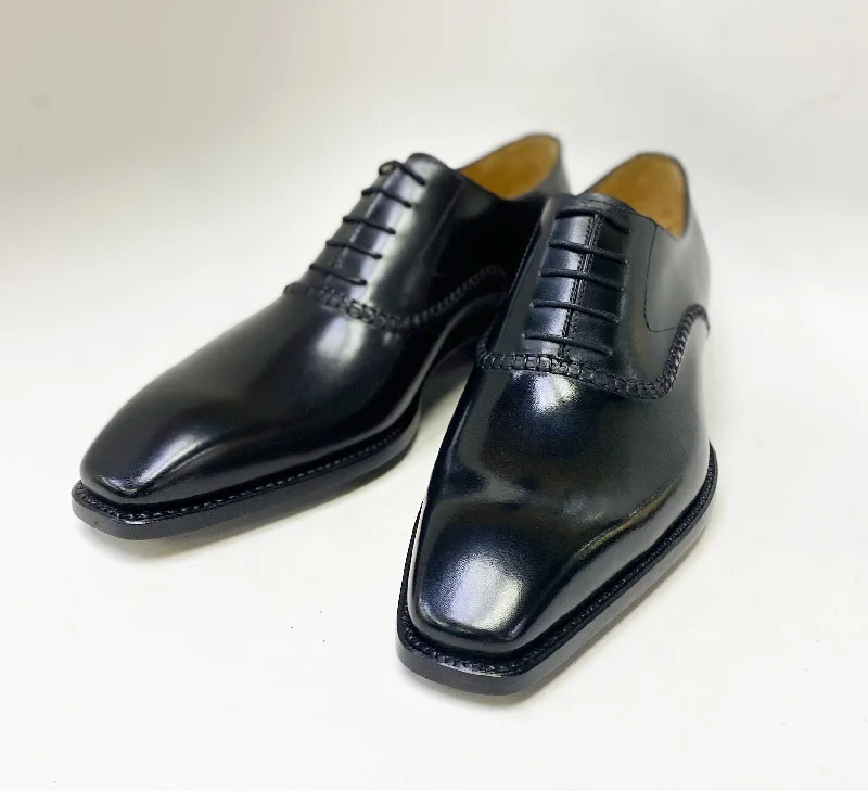 ""Daniel"" Burnished Calfskin Lace-Up Oxford Black