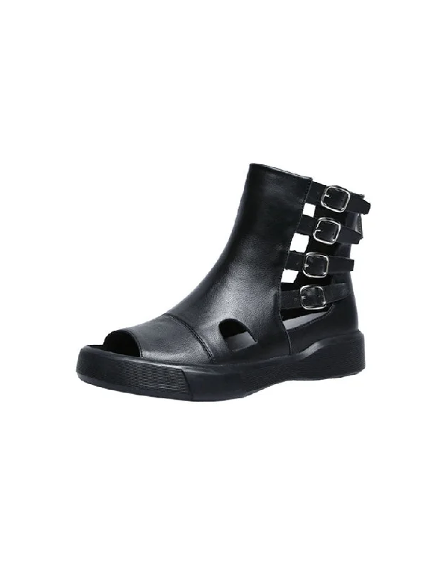 Summer Side Buckles Open toe Sandals Boots 34-43