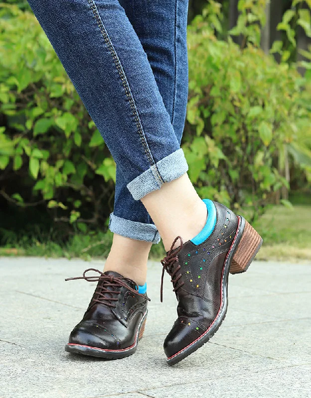 Hand-painted Vintage Oxford Shoes for Women