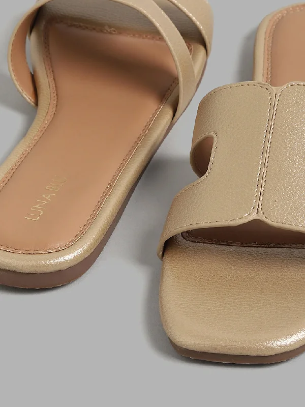 LUNA BLU Gold Slip-On Sandals