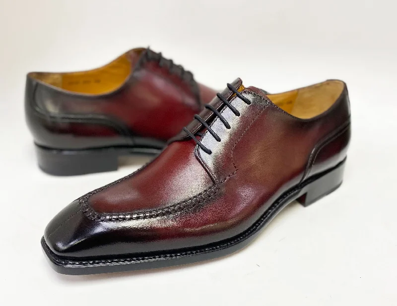 ""Norman"" Burnished Calfskin Lace-Up Split-Toe Oxford Burgundy